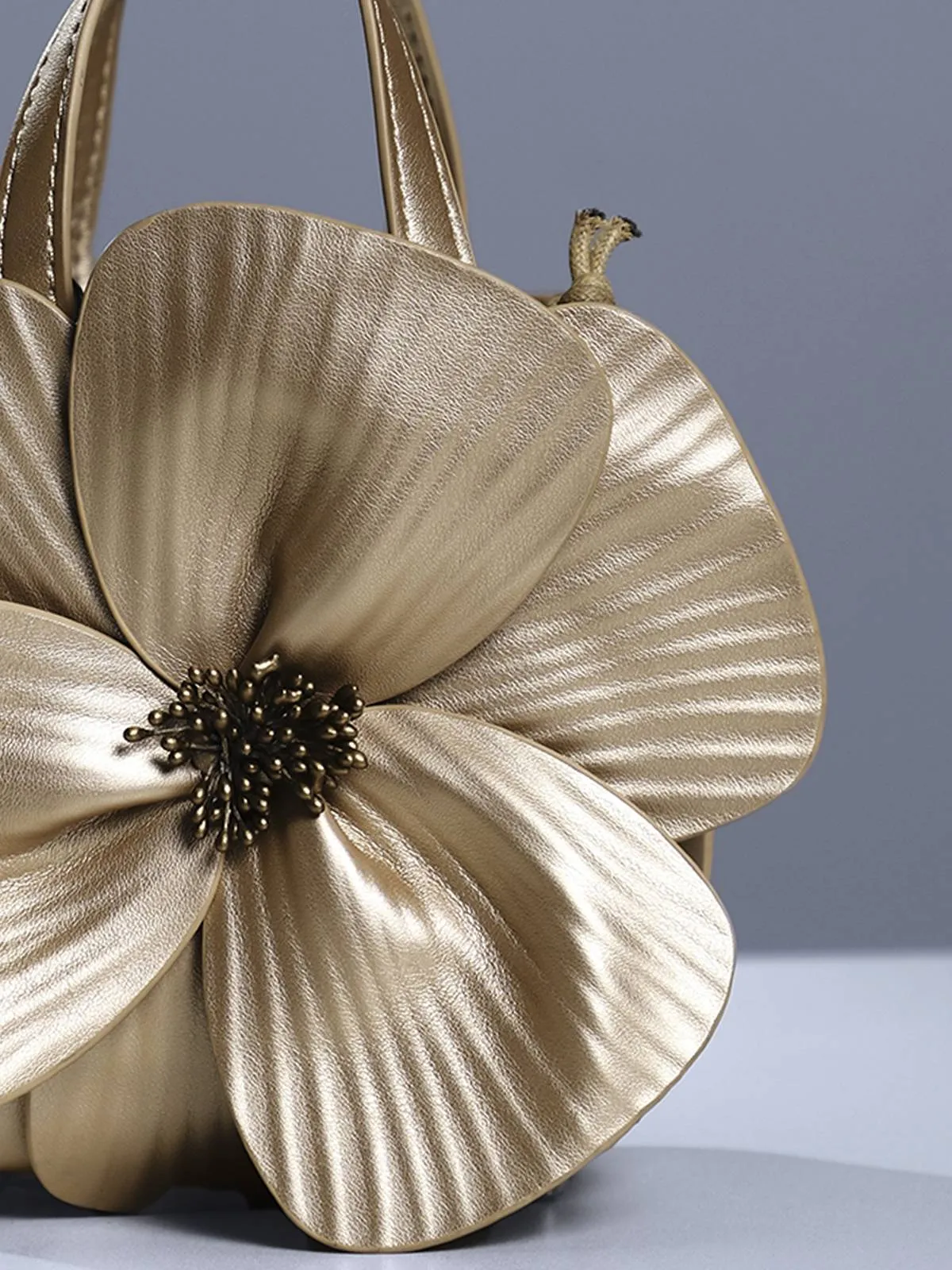 Acsah Leather Flower Bag In Gold sold by Mew Mews product image thumbnail 2