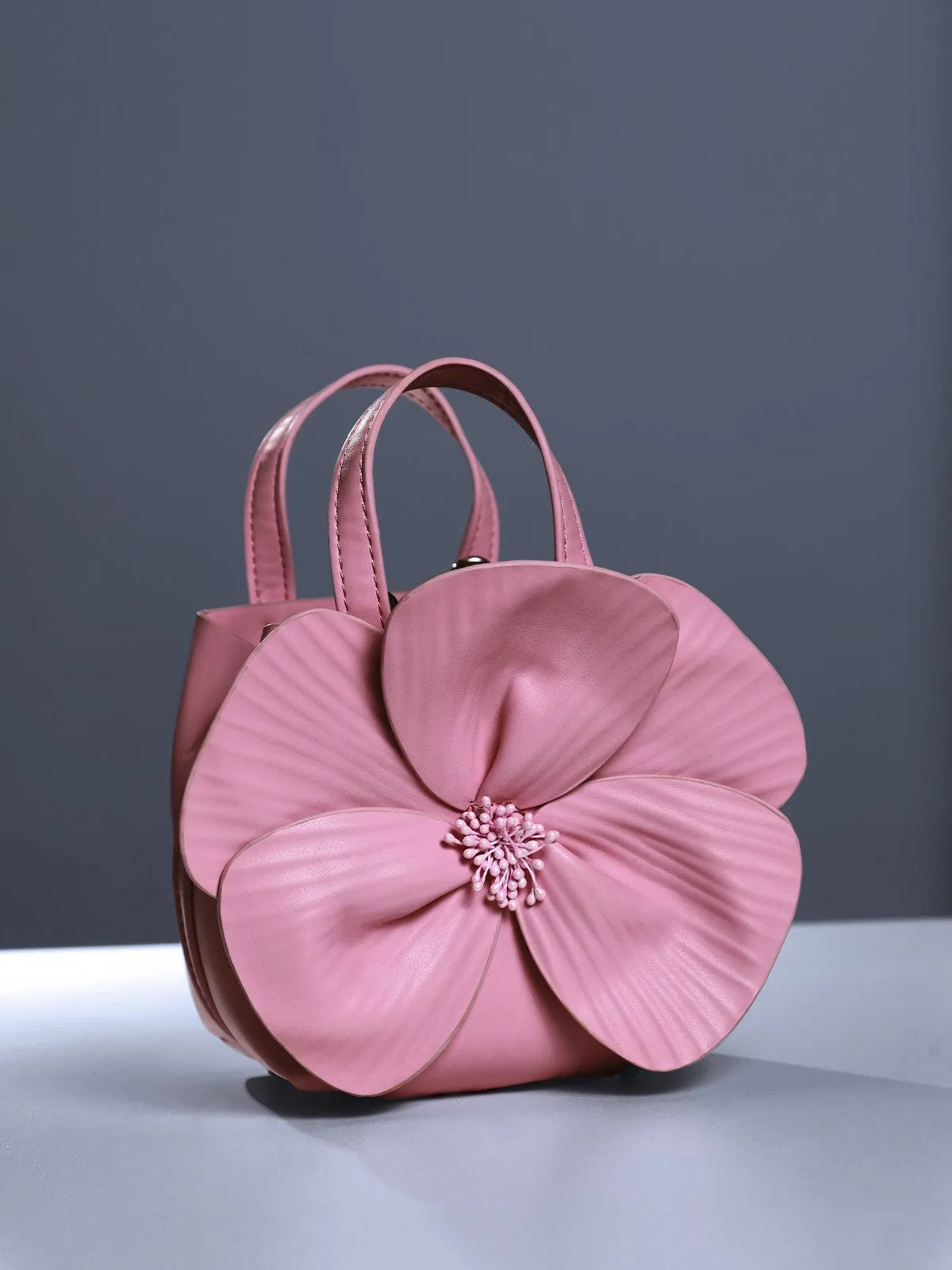 Acsah Leather Flower Bag In Pink sold by Mew Mews product image thumbnail 3
