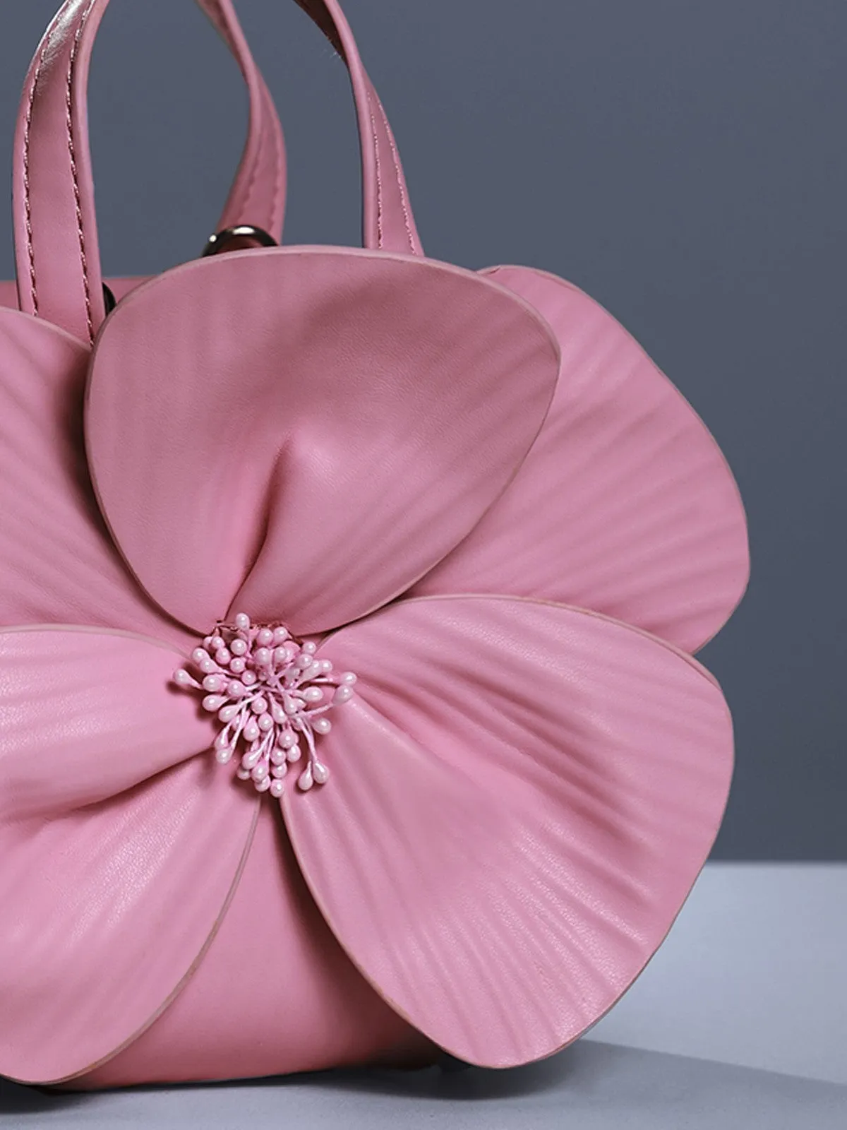 Acsah Leather Flower Bag In Pink sold by Mew Mews product image thumbnail 2
