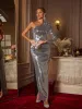 Acosta One Shoulder Flower Sequin Maxi Dress sold by Mew Mews