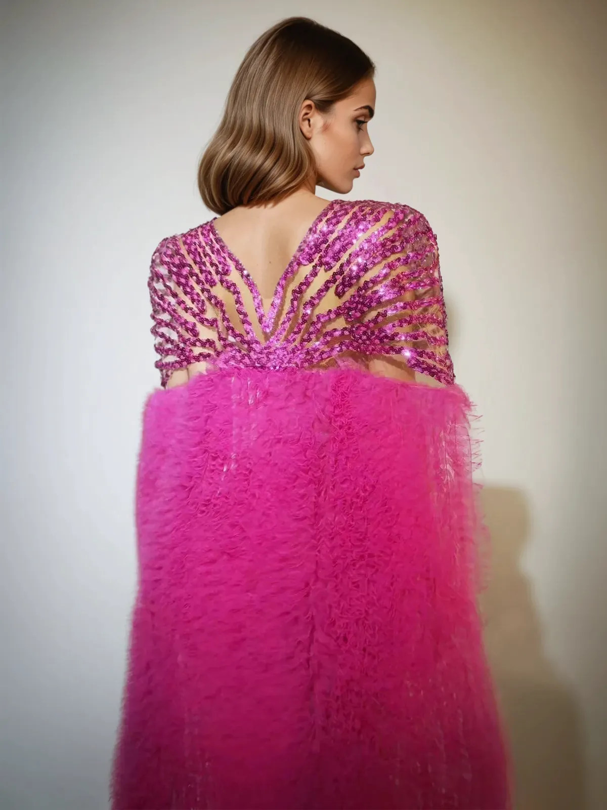 Janeeva Sequin Embellished Cape Maxi Dress sold by Mew Mews product image thumbnail 5