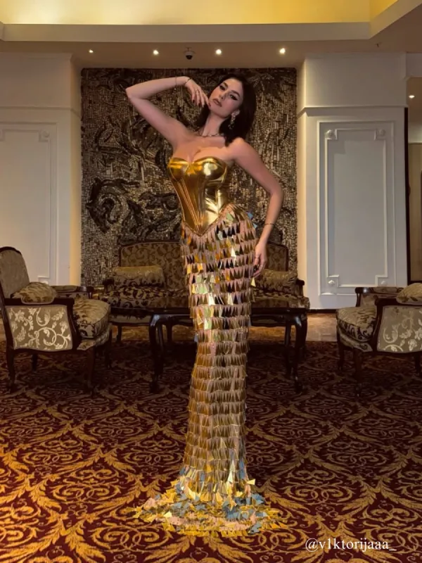 Buck Corset Acrylic Fringe Maxi Dress sold by Mew Mews