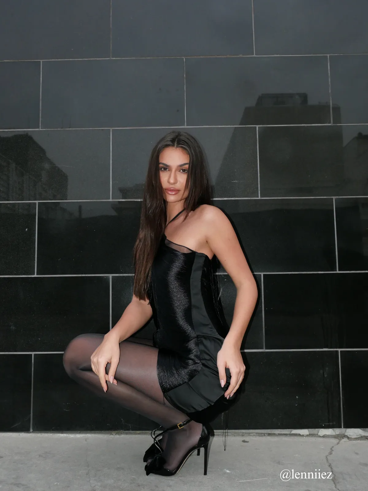 Bluma Halterneck Fringe Mini Dress In Black sold by Mew Mews product image thumbnail 4