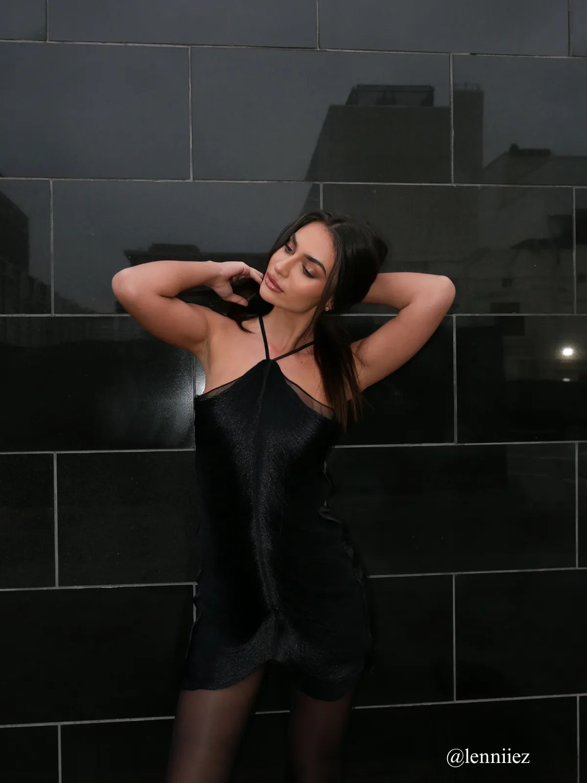 Bluma Halterneck Fringe Mini Dress In Black sold by Mew Mews product image thumbnail 3