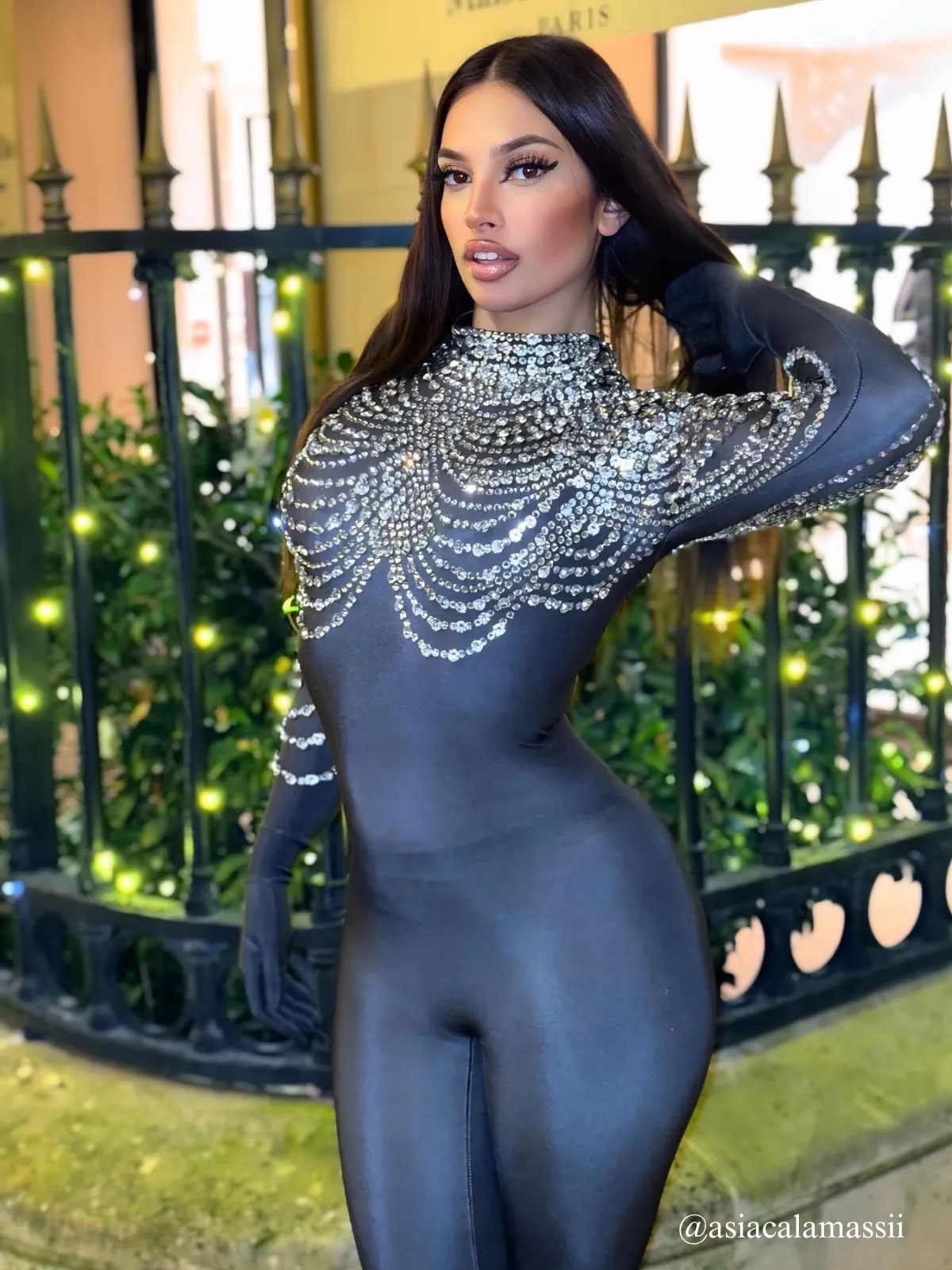 Bolboli Long Sleeve Rhinestone Jumpsuit sold by Mew Mews product image thumbnail 4