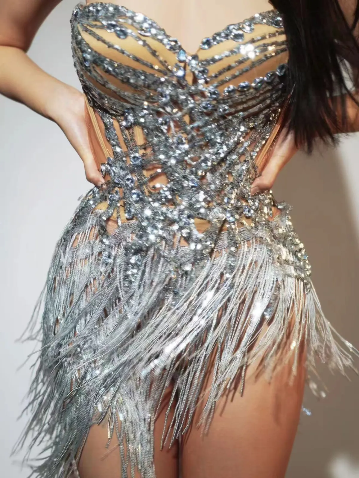 Safiya Strapless Rhinestone Midi Dress sold by Mew Mews product image thumbnail 2