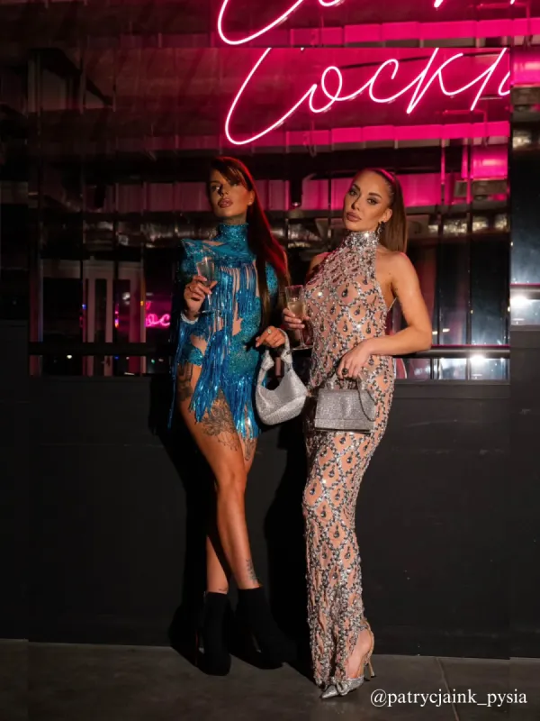 Shatora One Shoulder Rhinstone Fringe Bodysuit In Blue sold by Mew Mews