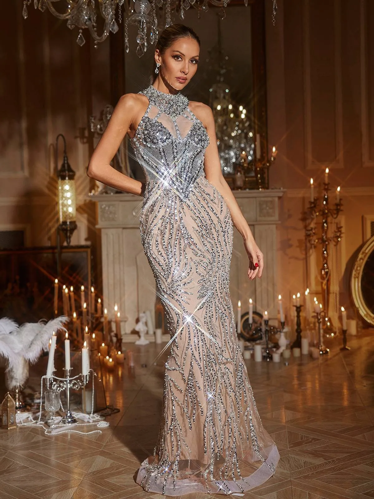 Geffrey Sequin Maxi Dress sold by Mew Mews