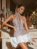 Fudge Halterneck Rhinestone Cutout Mini Dress sold by Mew Mews