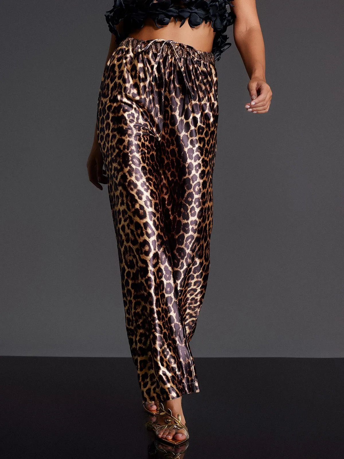 Enabarri Leopard Satin Pants sold by Mew Mews