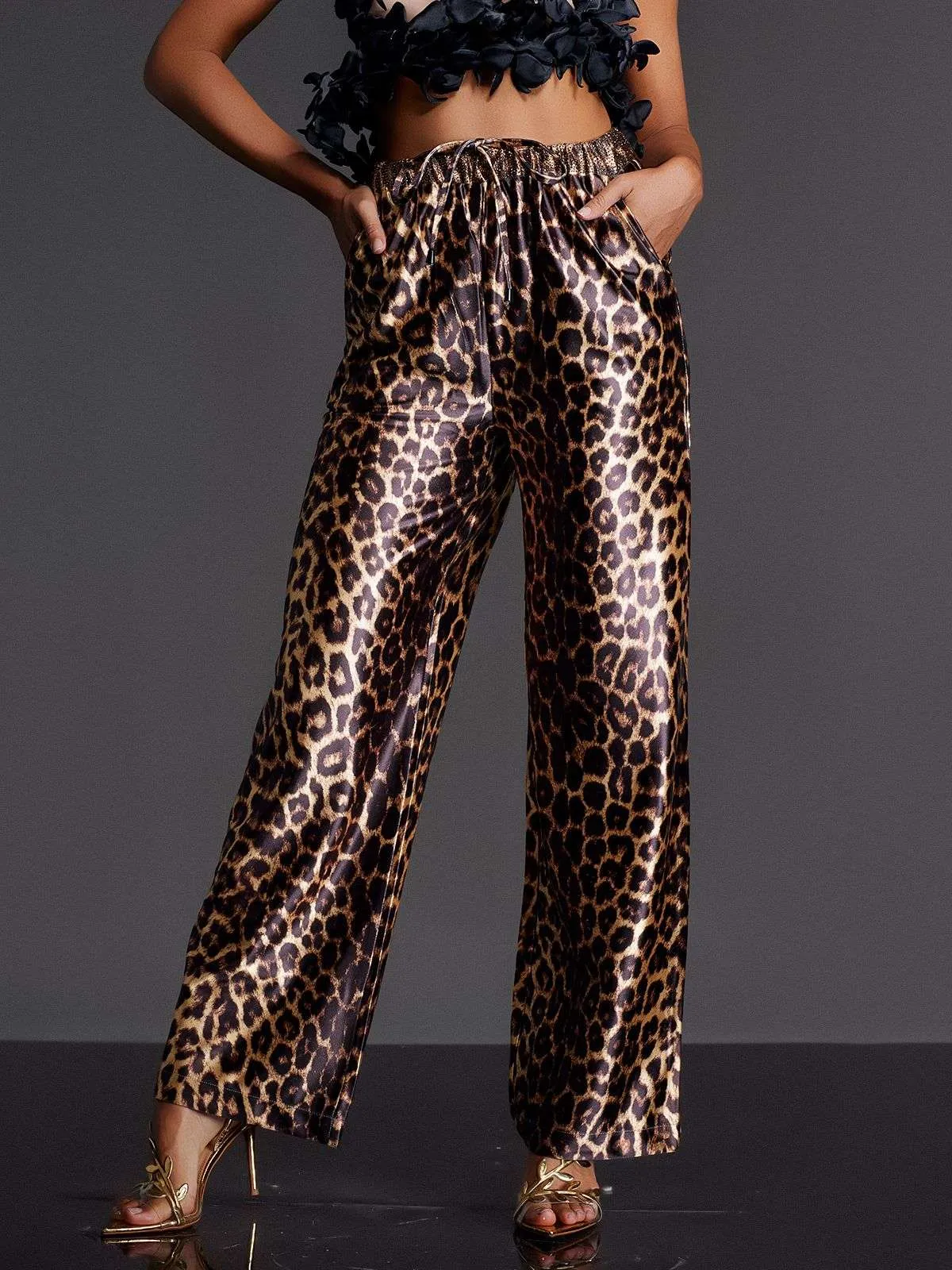 Enabarri Leopard Satin Pants sold by Mew Mews product image thumbnail 2