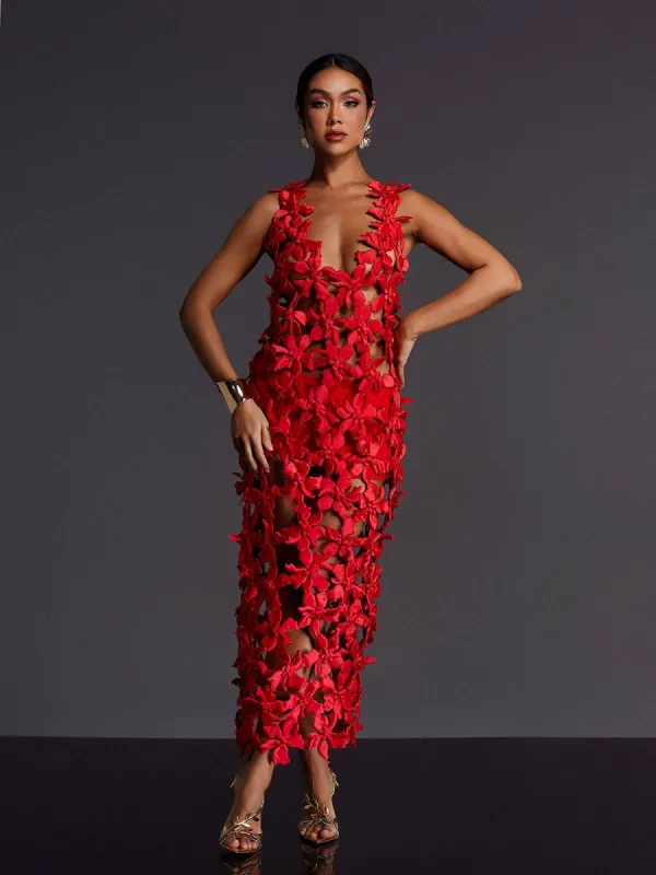 Emmott Flower Cutout Midi Dress sold by Mew Mews