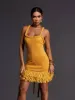 Emmot Halterneck Fringe Mini Dress sold by Mew Mews