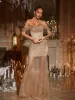 Harva Off Shoulder Diamond Mesh Maxi Dress sold by Mew Mews