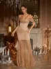 Harva Off Shoulder Diamond Mesh Maxi Dress sold by Mew Mews