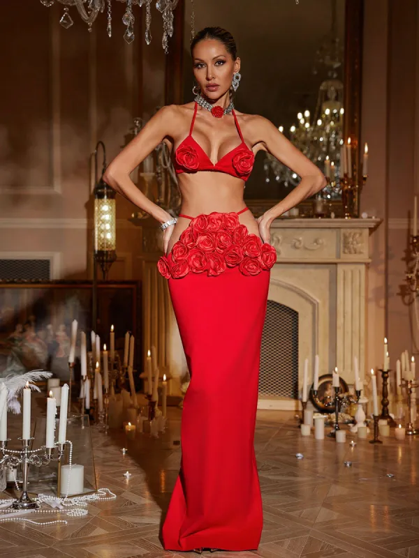 Ichiko Lace Up Flower Skirt Set sold by Mew Mews