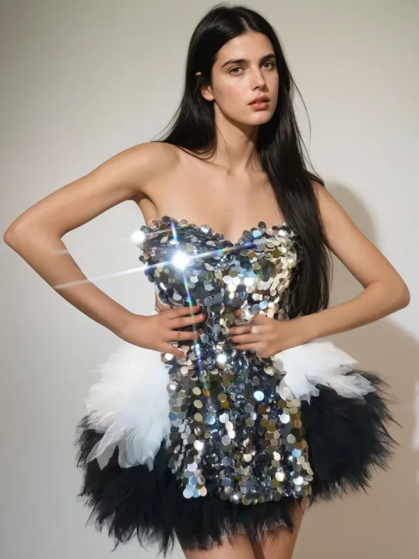 Melina Corset Tulle Trimmed Skirt Set In Black sold by Mew Mews