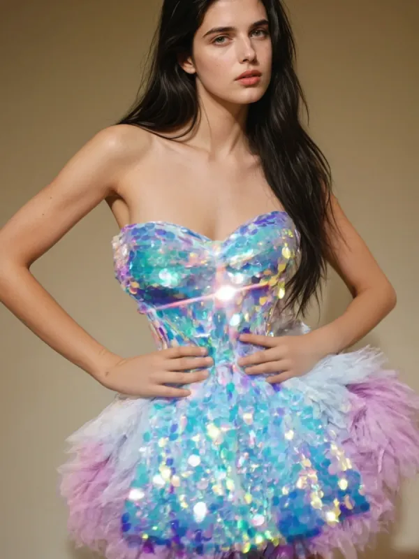 Melina Corset Tulle Trimmed Skirt Set In Sky sold by Mew Mews