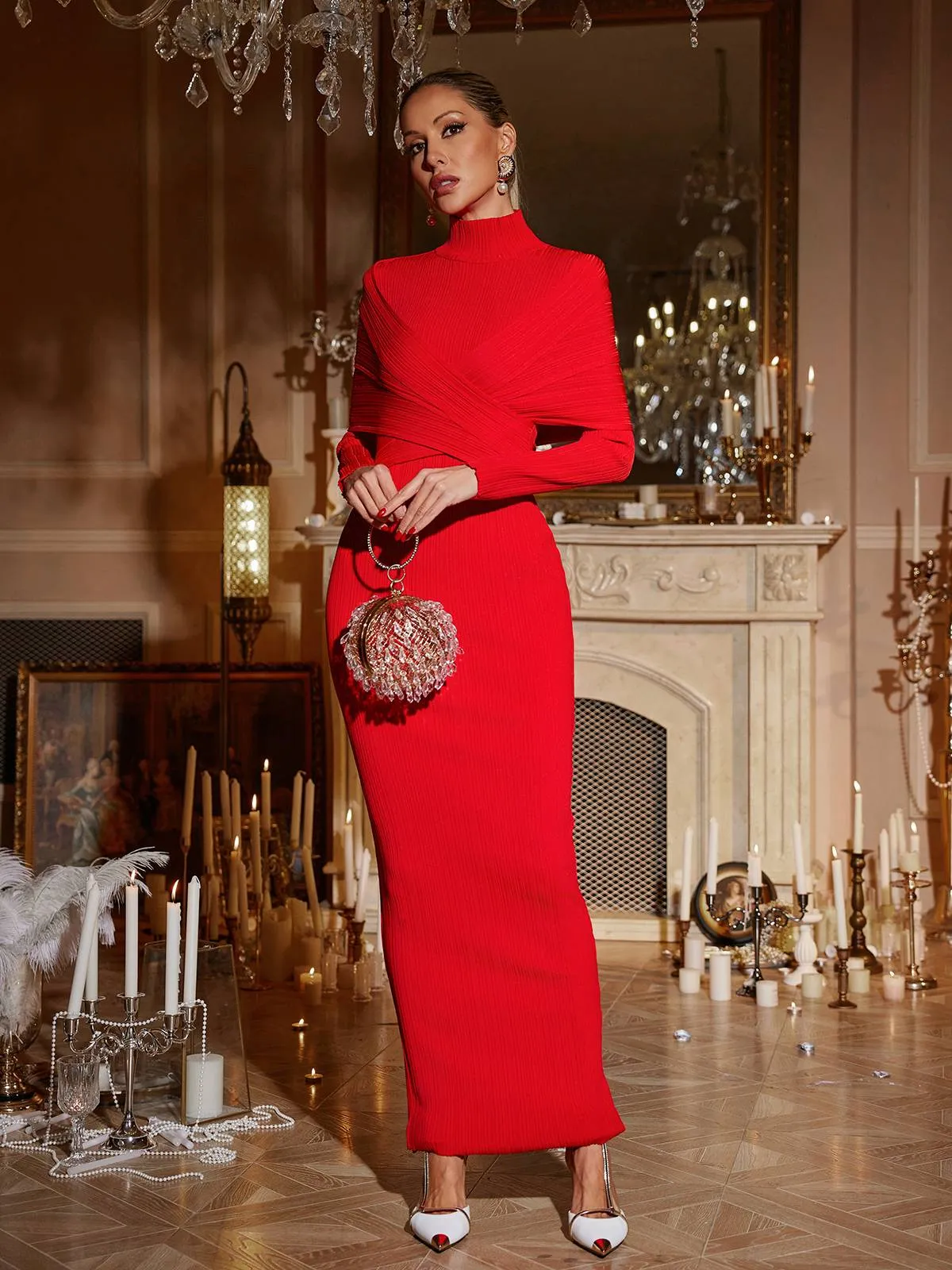 Jaketta Long Sleeve Knitted Maxi Dress sold by Mew Mews product image thumbnail 4