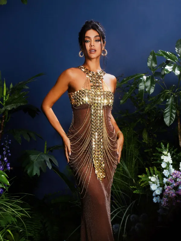 Ramesh Metal Fringe Body Chain Dress sold by Mew Mews
