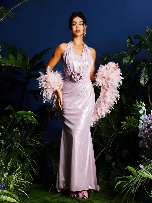 Lahela Halterneck Flower Maxi Dress With Shrug sold by Mew Mews