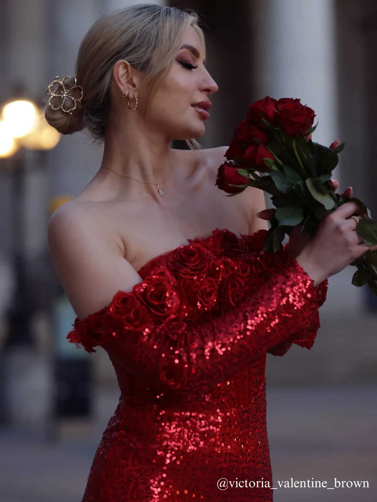 Catherynne Off Shoulder Flower Sequin Maxi Dress sold by Mew Mews product image thumbnail 4