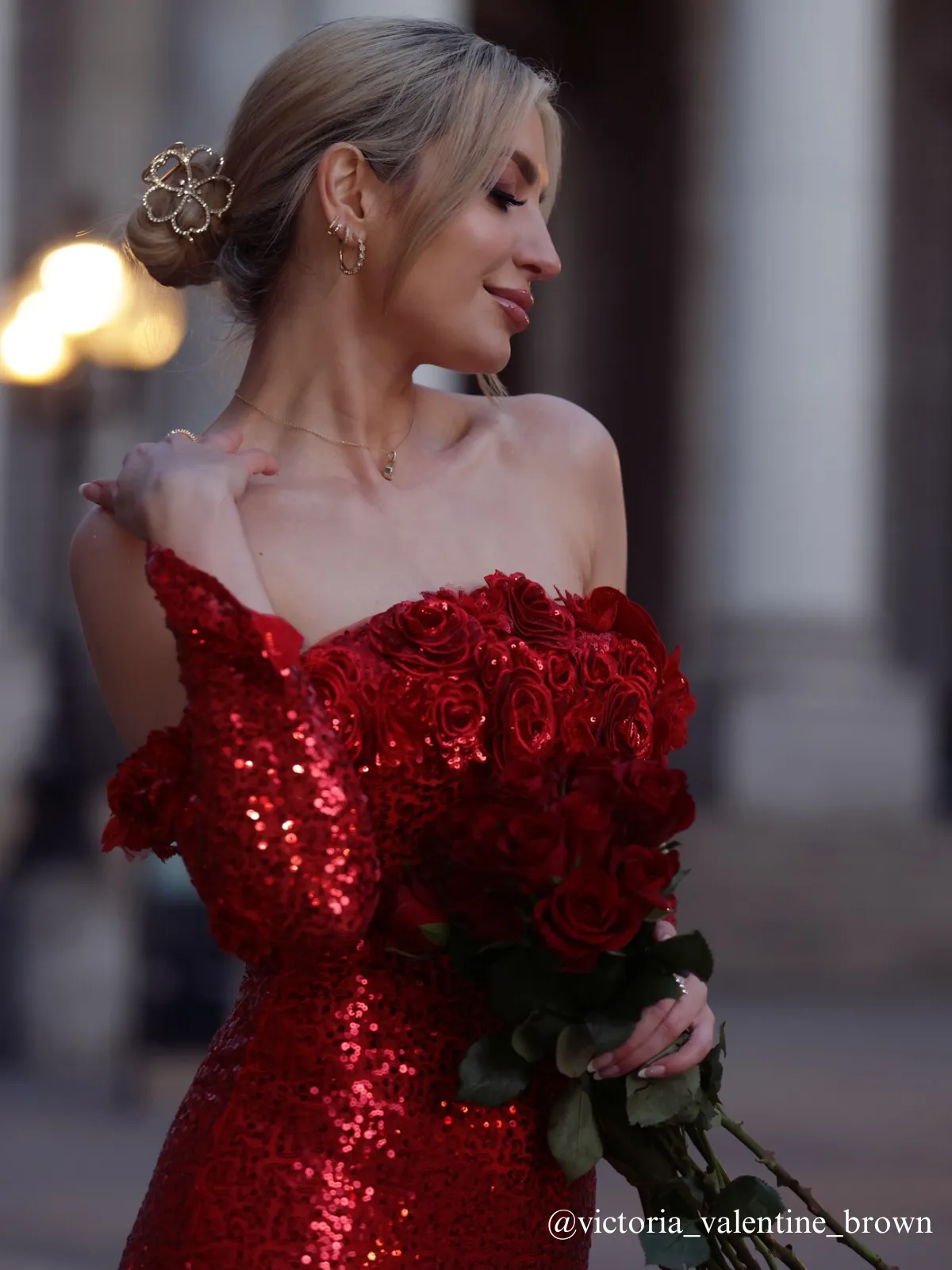 Catherynne Off Shoulder Flower Sequin Maxi Dress sold by Mew Mews product image thumbnail 2
