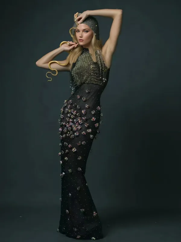 Bina Turtleneck Embellished Maxi Dress sold by Mew Mews