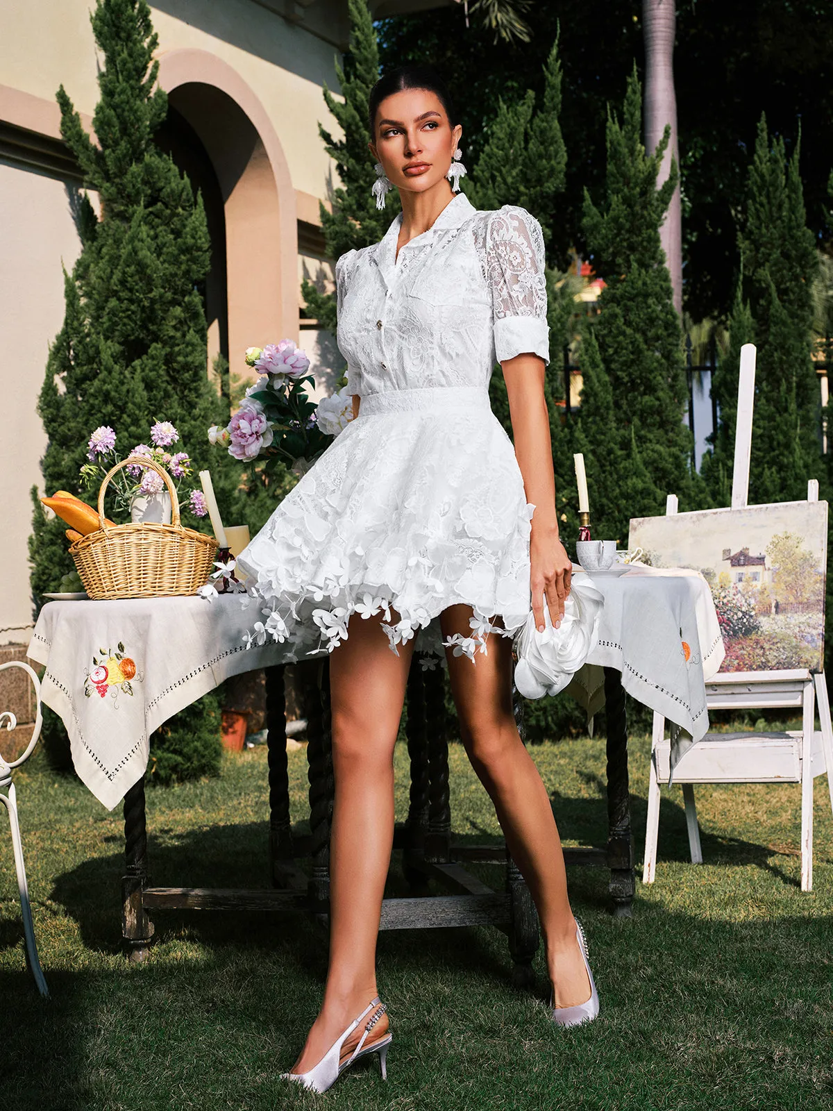 Dansby Flower Fringe Skirt Set In White sold by Mew Mews product image thumbnail 5