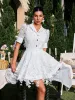 Dansby Flower Fringe Skirt Set In White sold by Mew Mews
