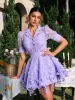 Dansby Flower Fringe Skirt Set In Lilac sold by Mew Mews
