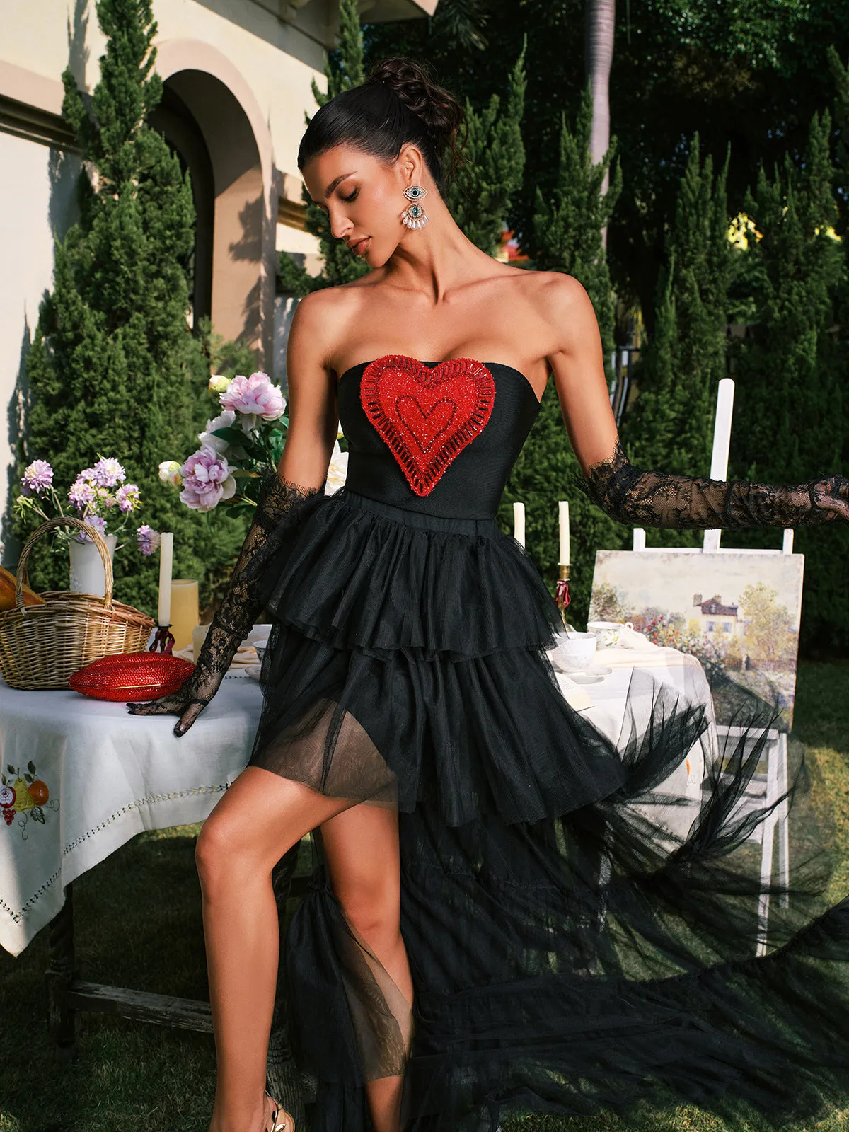 Dalit Strapless Heart Crystal Skirt Set sold by Mew Mews product image thumbnail 2