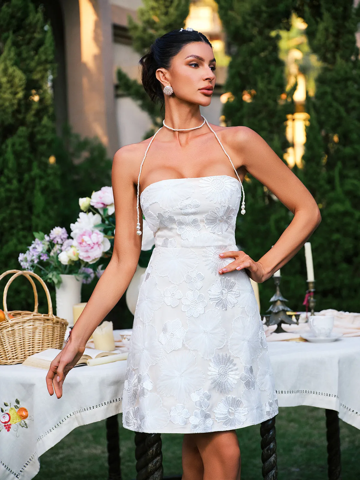 Efharis Strapless Floral Embroidered Mini Dress sold by Mew Mews product image thumbnail 5