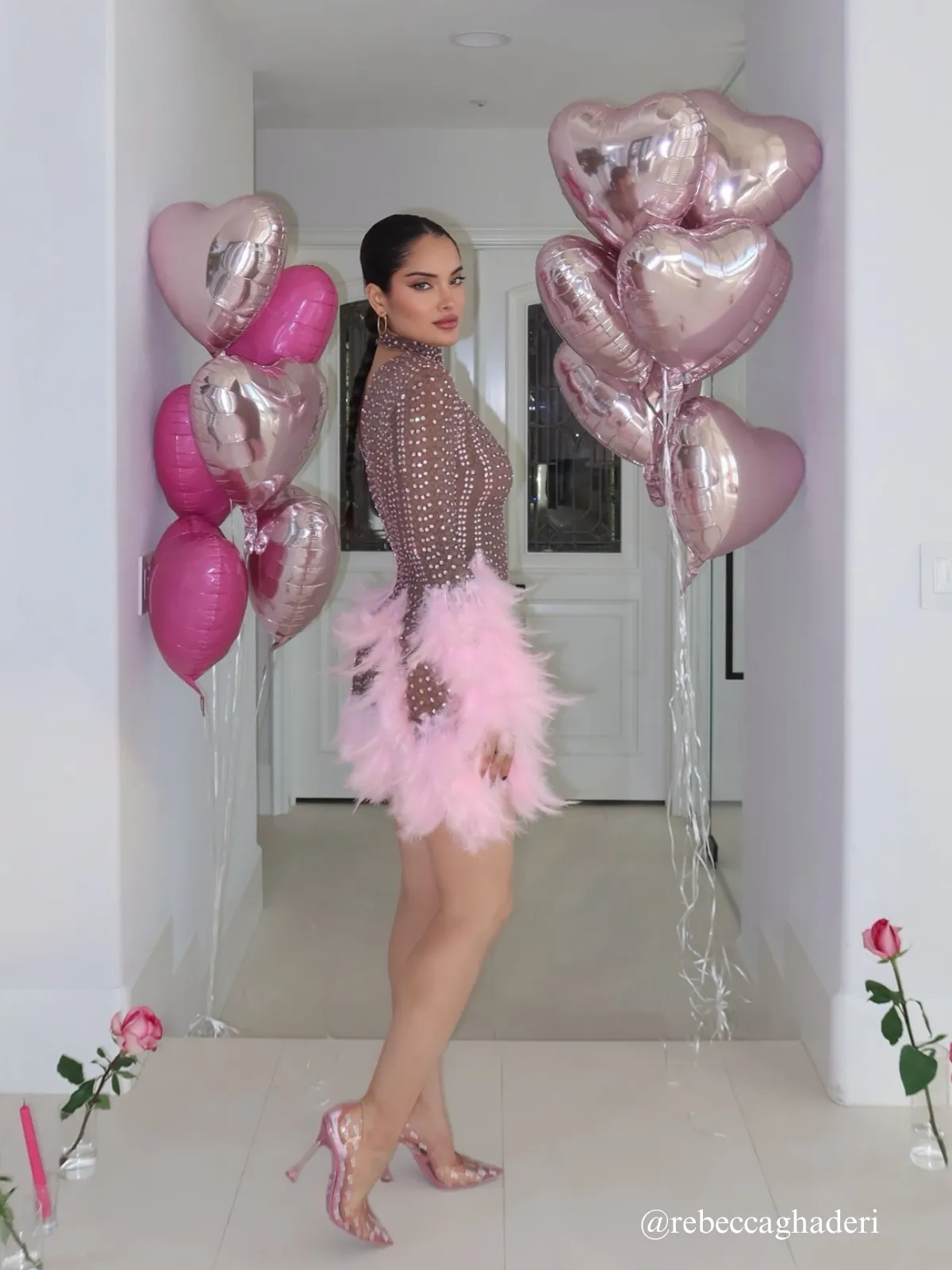 Braylene Rhinestone Feather Trimmed Mini Dress sold by Mew Mews product image thumbnail 2