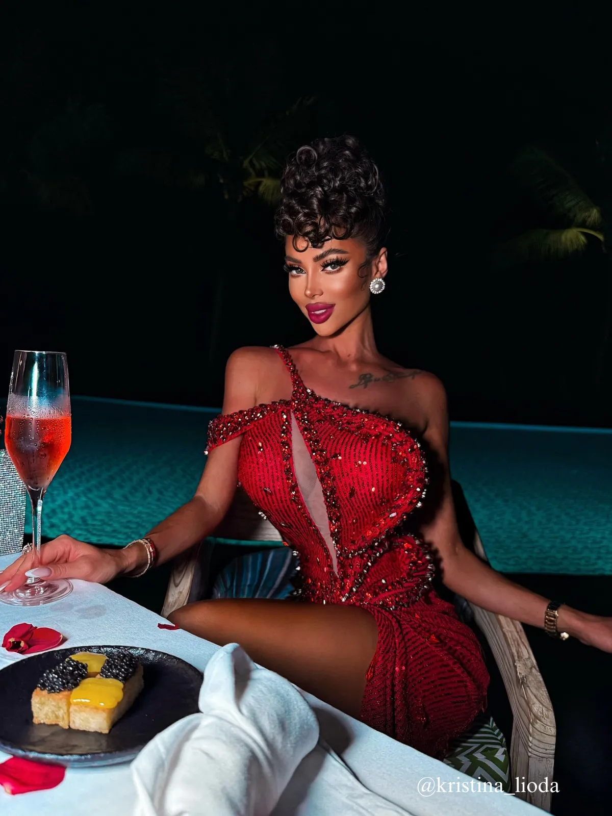 Tonantzin One Shoulder Sequin Split Maxi Dress sold by Mew Mews