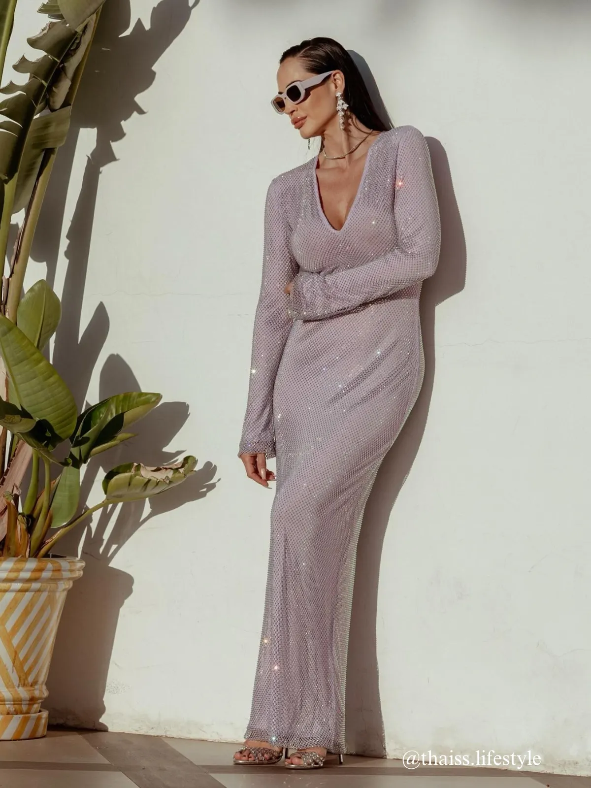 Stanton V Neck Glitter Maxi Dress sold by Mew Mews product image thumbnail 2