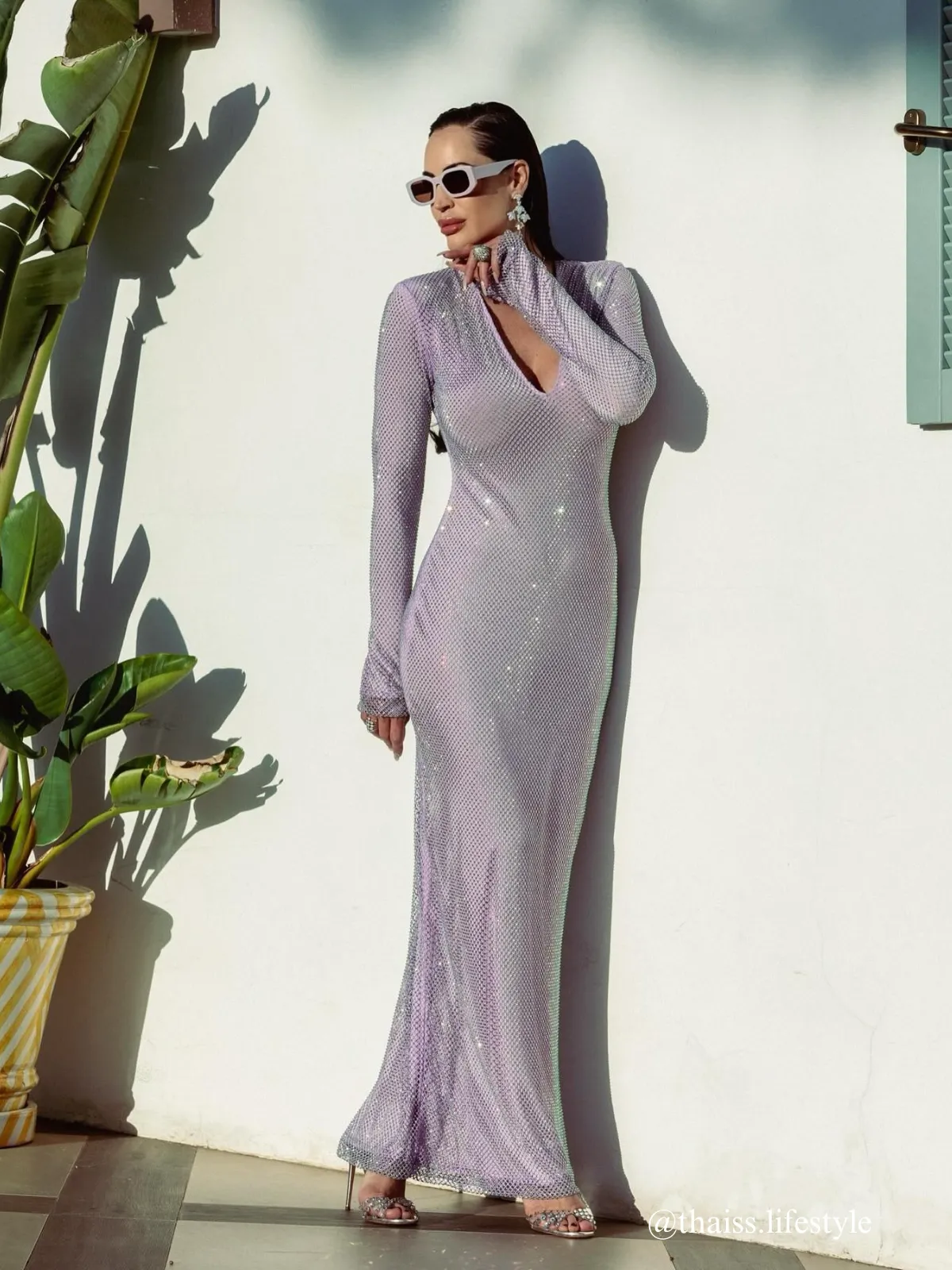 Stanton V Neck Glitter Maxi Dress sold by Mew Mews
