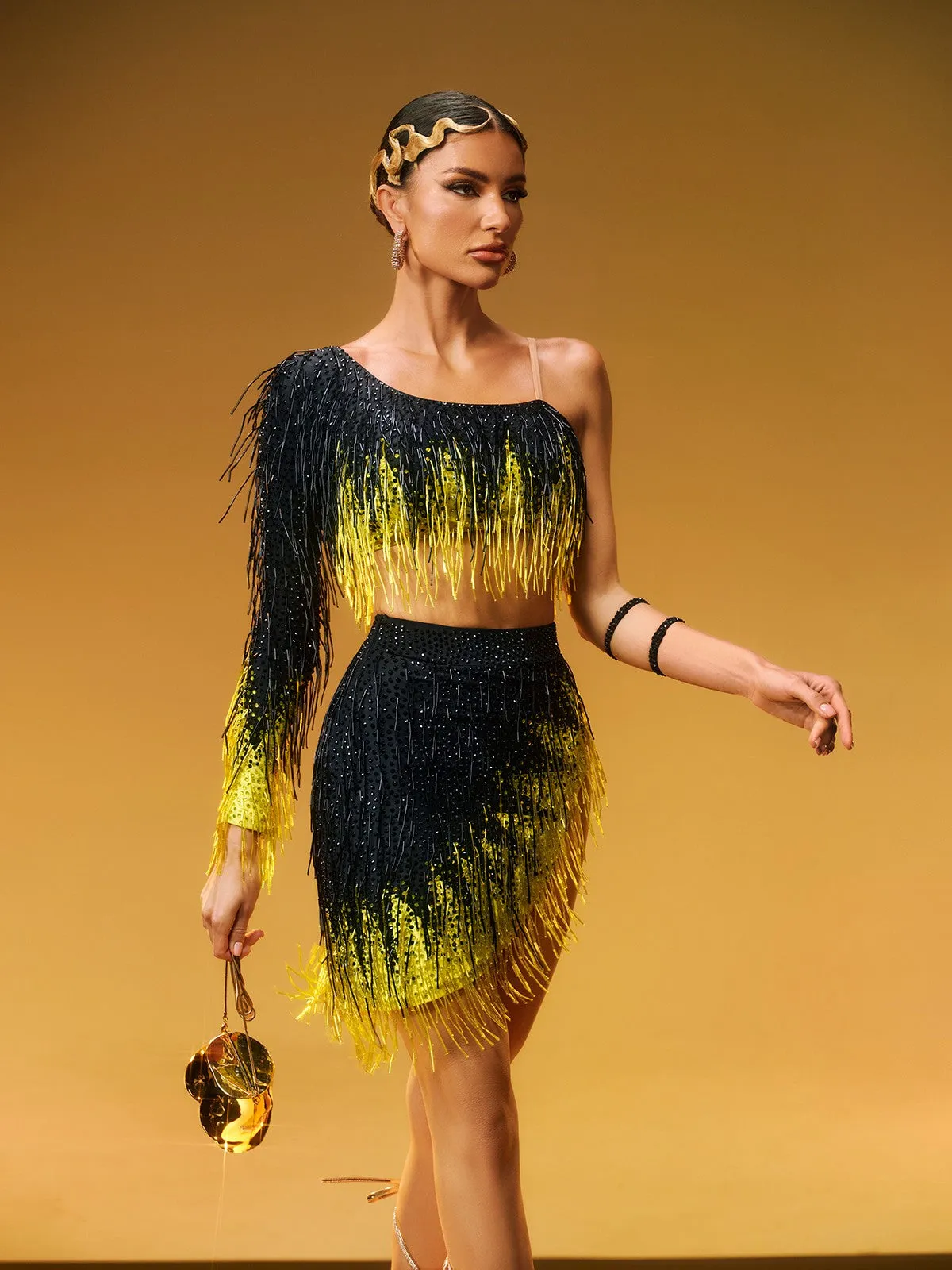 Zone One Shoulder Fringe Skirt Set sold by Mew Mews product image thumbnail 5