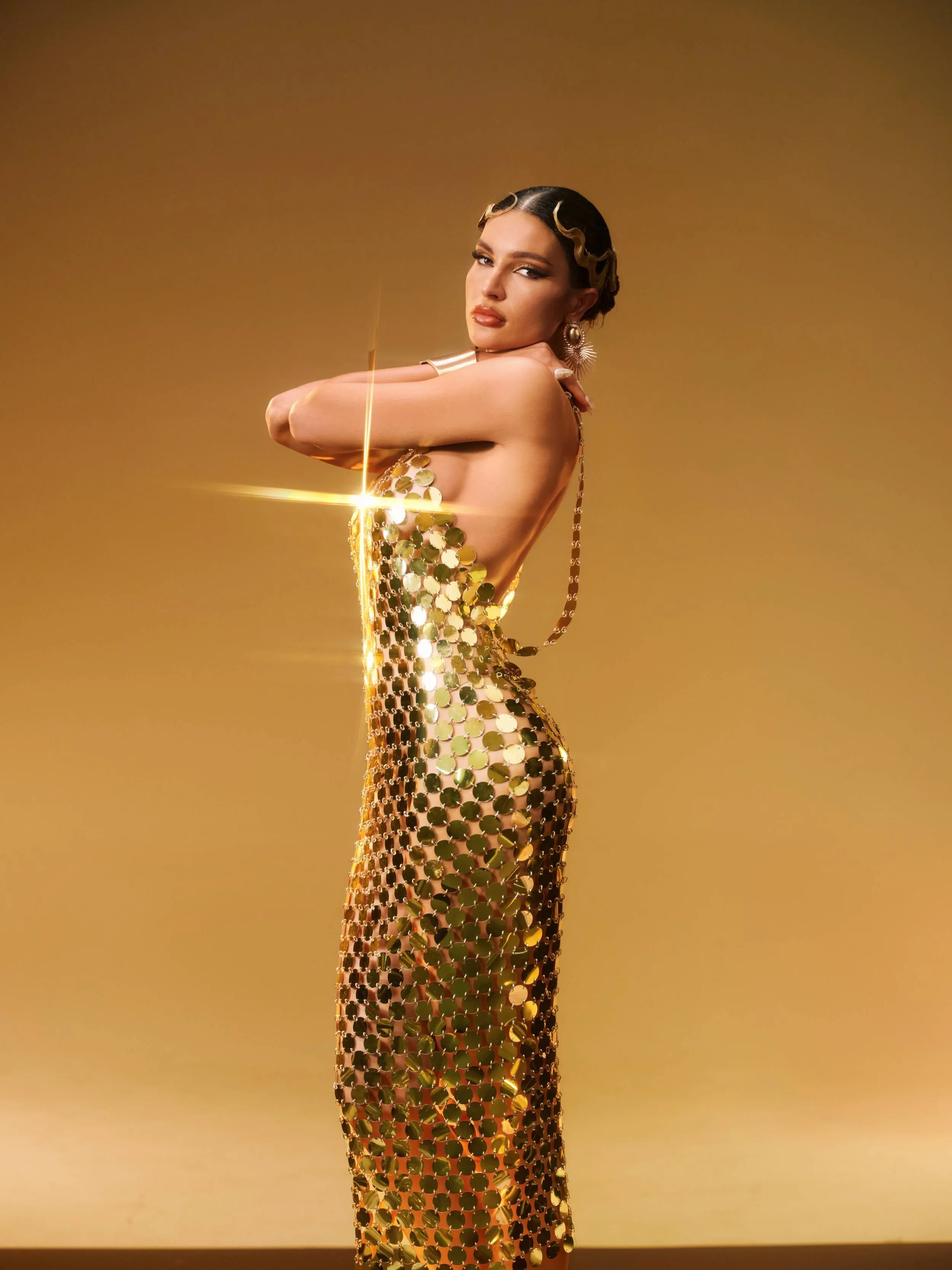 Stephanie Spaghetti Acrylic Chainmail Midi Dress sold by Mew Mews product image thumbnail 2