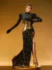 Jonson Rhinestone Embellished Split Maxi Dress In Black sold by Mew Mews