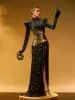 Jonson Rhinestone Embellished Split Maxi Dress In Black sold by Mew Mews