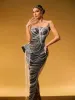 Zories Strapless Crystal Chain Fringe Maxi Dress sold by Mew Mews