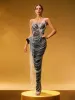 Zories Strapless Crystal Chain Fringe Maxi Dress sold by Mew Mews