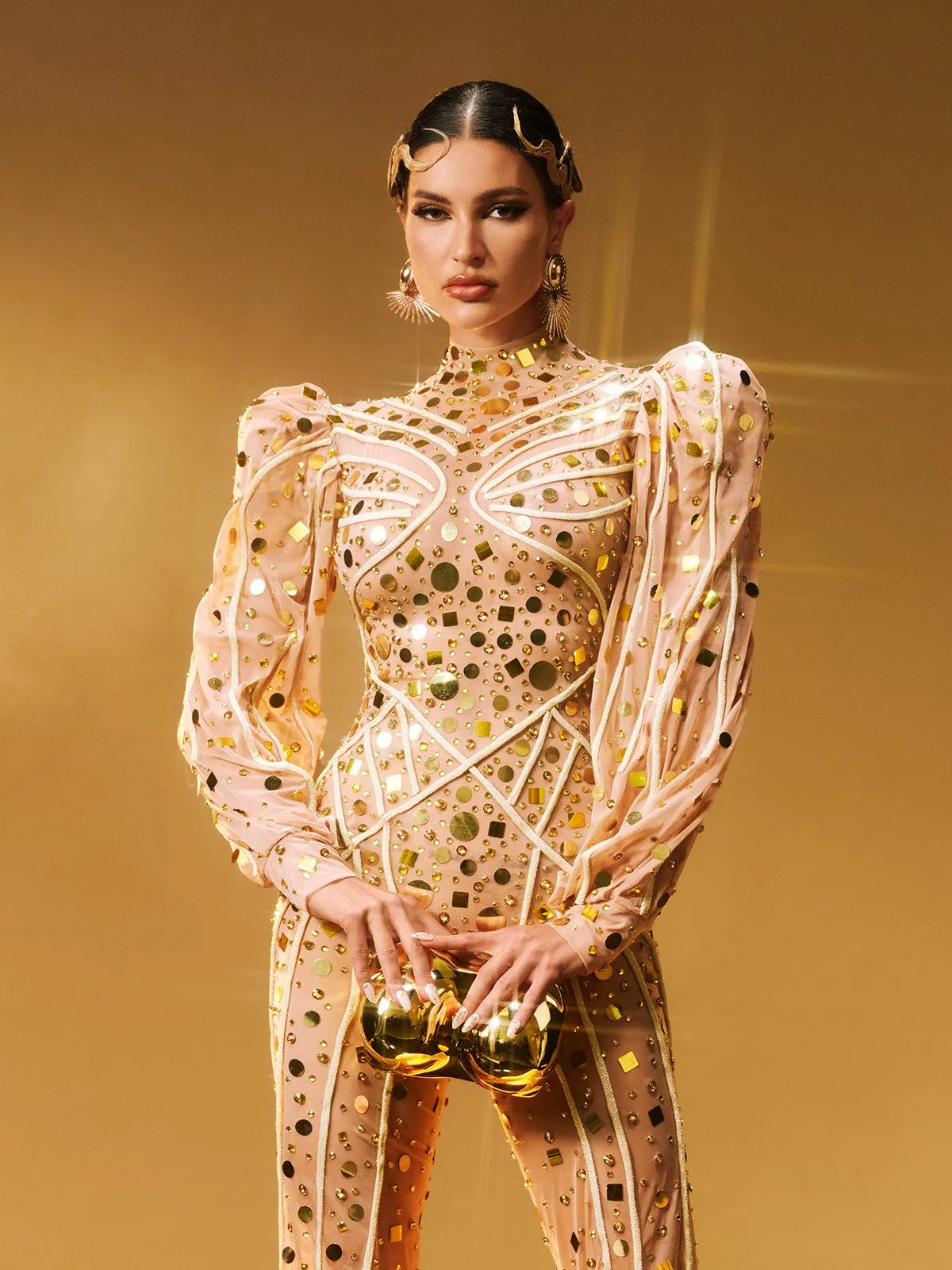 Zylar Long Sleeve Embellished Jumpsuit sold by Mew Mews product image thumbnail 3