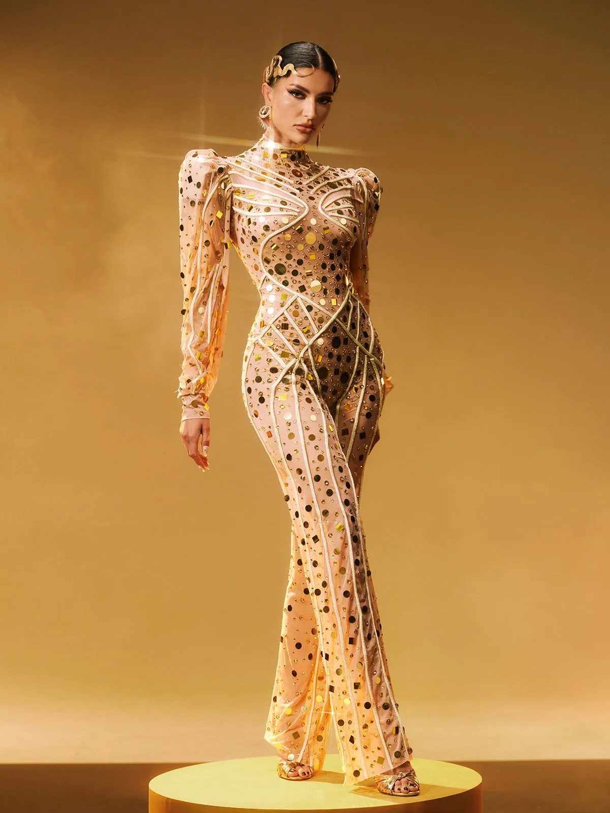 Zylar Long Sleeve Embellished Jumpsuit sold by Mew Mews product image thumbnail 5