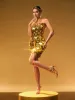 Nyxara Strapless Sequin Embellished Mini Dress In Gold sold by Mew Mews