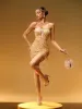 Mystica Strapless Rhinestone Fringe Mini Dress In Gold sold by Mew Mews