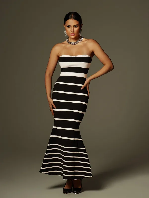 Cathee Strapless Stripe Bandage Maxi Dress sold by Mew Mews