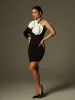 Vyntor One Shoulder Flower Mini Dress sold by Mew Mews