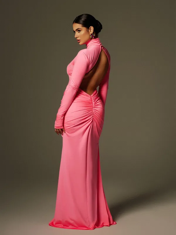 Chasity High Neck Ruched Midi Dress sold by Mew Mews